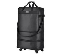 Hanke Valise extensible avec roulettes - Chariot de voyage léger - Grande capacité - Extensible et pliable - Sac de voyage pour homme et femme, Noir 1