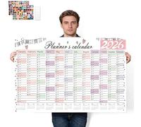 hankousi 1 calendrier mural DIN A1 pour 2026, 14 mois annuel avec texte de calendrier en papier kraft blanc, planificateur à suspendre pour bureau, maison et cadeau d'entreprise