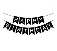 hankousi 1 lot de bannières « Happy Birthday », élégante guirlande noire avec lettrage blanc, décorations d'anniversaire classiques pour tous les âges, fête à la maison et événement