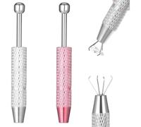 hankousi Lot de 2 outils de piercing à tige courte compacte en acier inoxydable pour changer de bijoux, argent et rose, pince pour boules et manipulation électronique