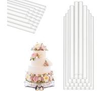 hankousi Lot de 24 chevilles à gâteau en plastique à étages pour empiler et construire (24 cm de long, blanc)