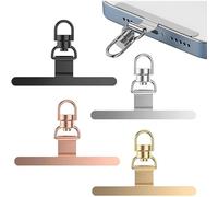 hankousi Lot de 4 languettes d'attache de téléphone - Rotation à 360° - Cordon de rechange universel en alliage - Argenté, noir, or et or rose