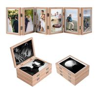 HANKRSSTOP Lot de 6 cadres photo pliables en bois naturel de 12,7 x 17,8 cm, cadre photo rustique en acrylique, collage de photos de famille pour la fête des mères, Noël