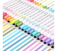 HANKU Lot de 24 surligneurs pastel, couleurs pastel, sans bavure, double face, pointes larges et fines, parfaits pour les journaux, les planificateurs, les notes, style japonais