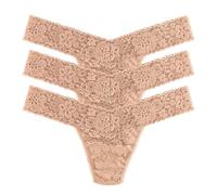 hanky panky Daily Lace Low Rise Thong - sous-Vêtements en Dentelle Extensible pour Femmes, 3 pièces, String Taille Basse pour Femmes - Culottes Coton et Nylon, Taille Unique