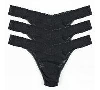 Hanky Panky Daily Lace Original Rise Thong - Sous-Vêtements en Dentelle Extensible pour Femmes, 3 Pièces, String Avec Taille Haute - Slips en Coton et Nylon, Taille Unique