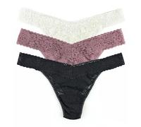 hanky panky Daily Lace Original Rise Thong - sous-Vêtements en Dentelle Extensible pour Femmes, 3 Pièces, Taille Haute en Coton et Nylon, Taille Unique