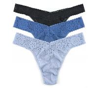 hanky panky Daily Lace Original Rise Thong - sous-Vêtements en Dentelle Extensible pour Femmes, 3 Pièces, Taille Haute en Coton et Nylon, Taille Unique