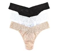 Hanky Panky Low Rise Thong - Slip en Dentelle Stretch pour Femme, 3 Pièces, Hauteur Régulière Confortable, Slip en Coton et Nylon pour Femme, Ensemble Lingerie pour Sous-Vêtements Femme, Taille Unique