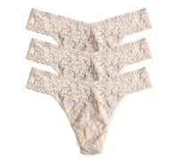 Hanky Panky Low Rise Thong - Slip en Dentelle Stretch pour Femme, 3 Pièces, Hauteur Régulière Confortable, Slip en Coton et Nylon pour Femme, Ensemble Lingerie pour Sous-Vêtements Femme, Taille Unique