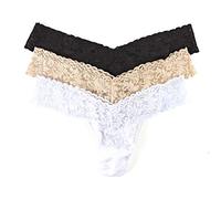 Hanky Panky Low Rise Thong - Slip en Dentelle Stretch pour Femme, 3 Pièces, String Basse Confortable - Slip en Coton et Nylon pour Femme, Ensemble Lingerie pour Sous-Vêtements Femme, Taille Unique