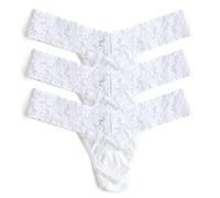 Hanky Panky Low Rise Thong - Slip en Dentelle Stretch pour Femme, 3 Pièces, String Basse Confortable - Slip en Coton et Nylon pour Femme, Ensemble Lingerie pour Sous-Vêtements Femme, Taille Unique