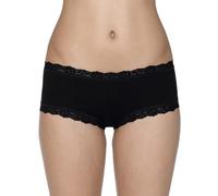 Hanky Panky Organic Cotton Boyshort with Lace 891281P - Black - Small