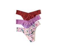 hanky panky - String en dentelle signature pour femme taille originale (lot de 3) | Taille unique (36-42) | Ensemble de lingerie en dentelle, Merlot, taille unique