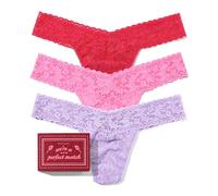 hanky panky String taille basse en dentelle Signature pour femme : édition Saint-Valentin | Sous-vêtements en dentelle, cadeaux pour elle | Taille unique (36-42), Champs de lavande, Taffy, Corail