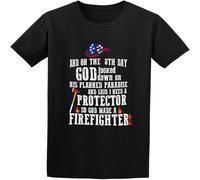 HANLINMY God Made A Firefighter Assemble College Style Casual Camping Lazy T-Shirt Black S