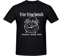 HANLINMY Meigui Tim Timebomb Runnin Outta Time Graphic T Shirts for Men Crew Neck Black M