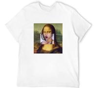 HANLINMY Men's Mona Lisa T-Shirt Art Funny Printing T Shirt White M