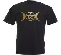 HANLINMY Mens Triple Moon Goddess Pagan Pentacle Wicca Deity Unisex T Shirt Black XL