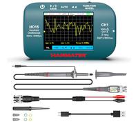 HANMATEK HO15 Oscilloscope Numérique - Bande Passante 50MHz, échantillonnage Haute Précision 200MSa/s, écran TFT 2.8 Pouce, Rechargeable Par USB, Générateur de Signaux, Adapté au Travail Sur Terrain