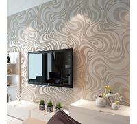 HANMERO Papier Peint Intiss¨¦ Modernes Minimaliste Courbes Brillance 3D pour Chambre Salon TV Fond, Ivoire-8.4m*0.7m-5 Couleurs au Choix