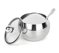 Hanmir Sucrier en acier inoxydable avec couvercle transparent et cuillère à sucre 8,1 onces (240 millilitres) Récipient à sucre pour la maison et la cuisine