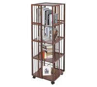 Hanmorfarbi Étagère à livres rotative à 360°, étagère mobile à 5 niveaux, capacité de charge de 100 kg, étagère à livres simple, séparateurs amovibles
