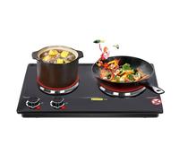 Hanmorfarbi Lot de 2 plaques de cuisson électriques 2500 W - Double plaque de cuisson infrarouge pour camping/camping-car, 6 niveaux de réglage de la température, noir
