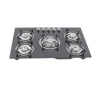 Hanmorfarbi Plaque de cuisson à gaz, 5 flammes, verre de sécurité avec protection de flamme et allumage par batterie, plaques de cuisson à gaz, réchaud à gaz propane pour maisons privées ou