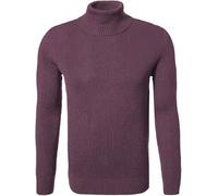 Hann Brooks Polo chaud en coton épais pour homme Coupe classique Col roulé texturé côtelé, bordeaux, L