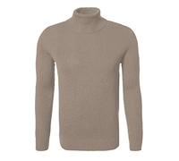 Hann Brooks Polo chaud en coton épais pour homme Coupe classique Col roulé texturé côtelé, marron clair, L