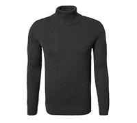 Hann Brooks Polo chaud en coton épais pour homme Coupe classique Col roulé texturé côtelé, Noir , L