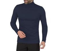 Hann Brooks Polo en coton épais côtelé pour homme Col cheminée Uni, bleu marine, M