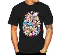 Hanna Barbera Group Shot T-Shirt Charcoal Retro Cartoon Tshirt Men Hip Hop Tees Tops Harajuku Black XXL