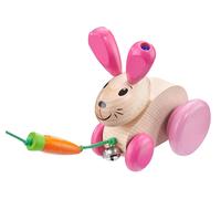 Hanna hoppel lapin en bois à tirer rose TU