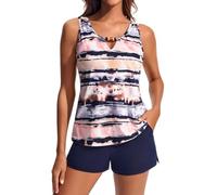 Hanna Nikole Ensembles Tankini 2 Pièces pour Femmes UK, Maillots de Bain Modestes, Maillots de Bain Blouson à Col V avec Poches pour Natation Sportive, Costume de Bain Femme 2 Pièces, XL