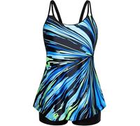Hanna Nikole Mailot de Bain 1 pièces Femme Robe de Bain Grande Taille Bretelles Spaghetti Trou de Serrure Sexy Col en V