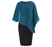 Hanna Nikole Robe mi-Longue élégante pour Femme Bleu Paon + Noir XL