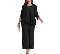 Hanna Nikole Tailleur Pantalon pour M Re De La Mari E Ensemble 3 Pi Ces en Mousseline De Soie Grande Taille avec Couches Volants Robe D Invit De Mariage