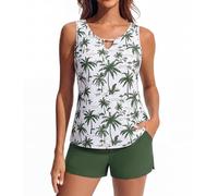 Hanna Nikole Tankini 2 pièces pour femme - Maillot de bain modeste - Col en V - Avec poches - Short de bain sportif - 2 pièces