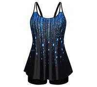 Hanna Nikole Tankini gainant pour femme - Grande taille - Deux pièces - Taille haute - Coupe trapèze, Étoile filante bleue, 56 Grande taille