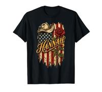 Hannah Chapeau de Cowboy Drapeau américain Rose T-Shirt Graphique avec Valeur