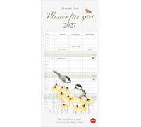 Hannah Dale: Planer für zwei 2027: Süße Tierbilder von Wrendale Design. Partnerkalender 2027 im Format 16 x 34,7 cm. Kalender mit 3 Spalten für übersichtliche Planung