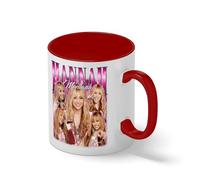 Hannah Montana Vintage Y2K Pop Star Collage Mug - 2000s Nostalgia Retro Coffee Cup Gift Blanc tasse à café avec Red Rim et poignée Mug