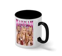 Hannah Montana Vintage Y2K Pop Star Collage Mug - 2000s Nostalgia Retro Coffee Cup Gift Blanc tasse de café avec jante noire et poignée Mug
