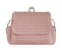 Hannah & Sophia Belle Sac à dos convertible à langer et sac à bandoulière rose rose, grand espace de rangement, matelas à langer double face résistant à l'eau inclus, bretelles amovibles, facile à