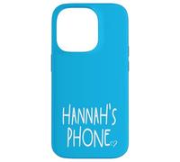 Hannah's Phone Hannah Nom personnalisé Blanc Aqua Bleu Coque pour iPhone 14 Pro