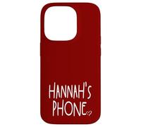 Hannah's Phone Hannah Nom personnalisé Blanc Bordeaux Rouge Coque pour iPhone 14 Pro