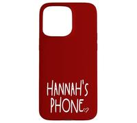 Hannah's Phone Hannah Nom personnalisé Blanc Bordeaux Rouge Coque pour iPhone 15 Pro Max