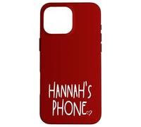 Hannah's Phone Hannah Nom personnalisé Blanc Bordeaux Rouge Coque pour iPhone 16 Pro Max